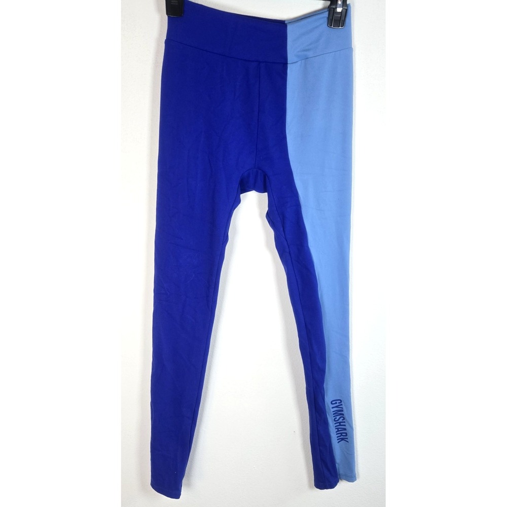 Gymshark Womens Blue Colorblock High Waisted Logo Leggings Two Tone Activewear